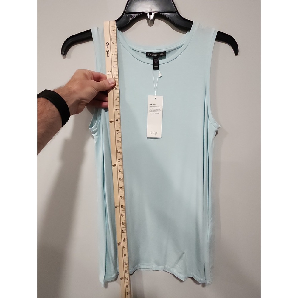 Eileen Fisher NWT Jersey Tank Womens XXS Lt. Blue Sleeveless Top Stretch NEW - Picture 5 of 8